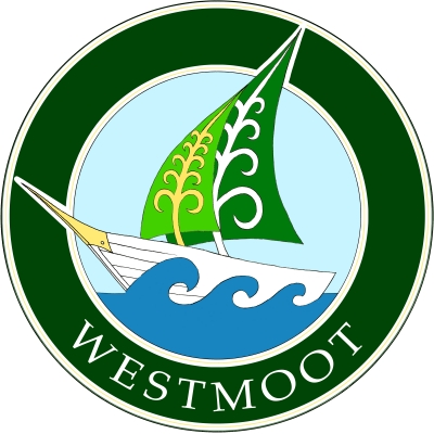 Logo for the Westmoot 2025 conference showing a white boat with green sails on blue waves.